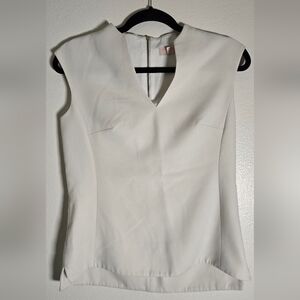 Ted Baked Womens V-Neck Sleeveless White Cream Blouse Size 1